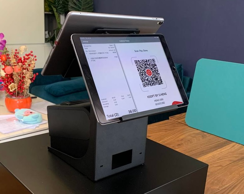 Stand mental holder dual screen for tablets & printer PS-20B